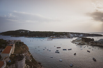 Italy, July 2022: architectural details, at sunset, on the island of San Nicola Isole Tremiti
