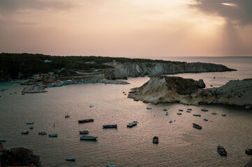 Italy, July 2022: architectural details, at sunset, on the island of San Nicola Isole Tremiti