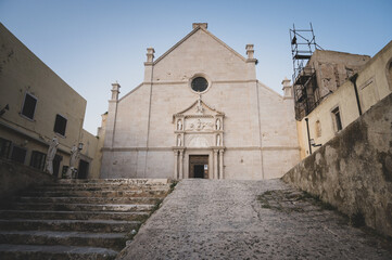Italy, July 2022: architectural details, at sunset, on the island of San Nicola Isole Tremiti