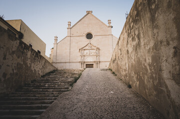 Italy, July 2022: architectural details, at sunset, on the island of San Nicola Isole Tremiti
