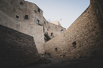 Italy, July 2022: architectural details, at sunset, on the island of San Nicola Isole Tremiti