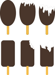 Ice cream vector illustration. Ice cream lolly. White. Chocolate. 