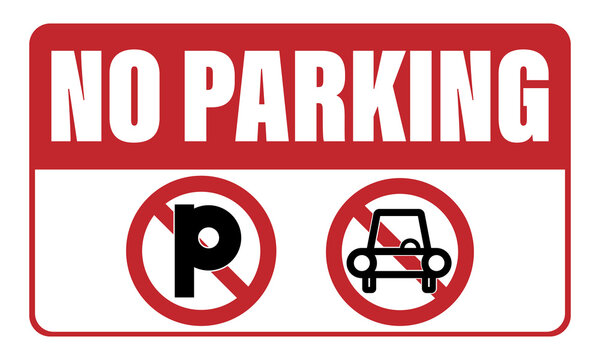 No Parking template design with P letter crossed out and no car allowed white and red printable vector sign label