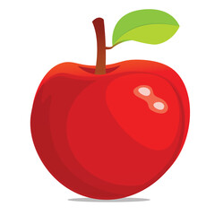  red apple flat design set against white background. 