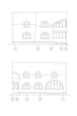 Detailed architectural technical drawing of a part of a private building