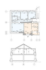 Detailed architectural technical drawing of a part of a private building