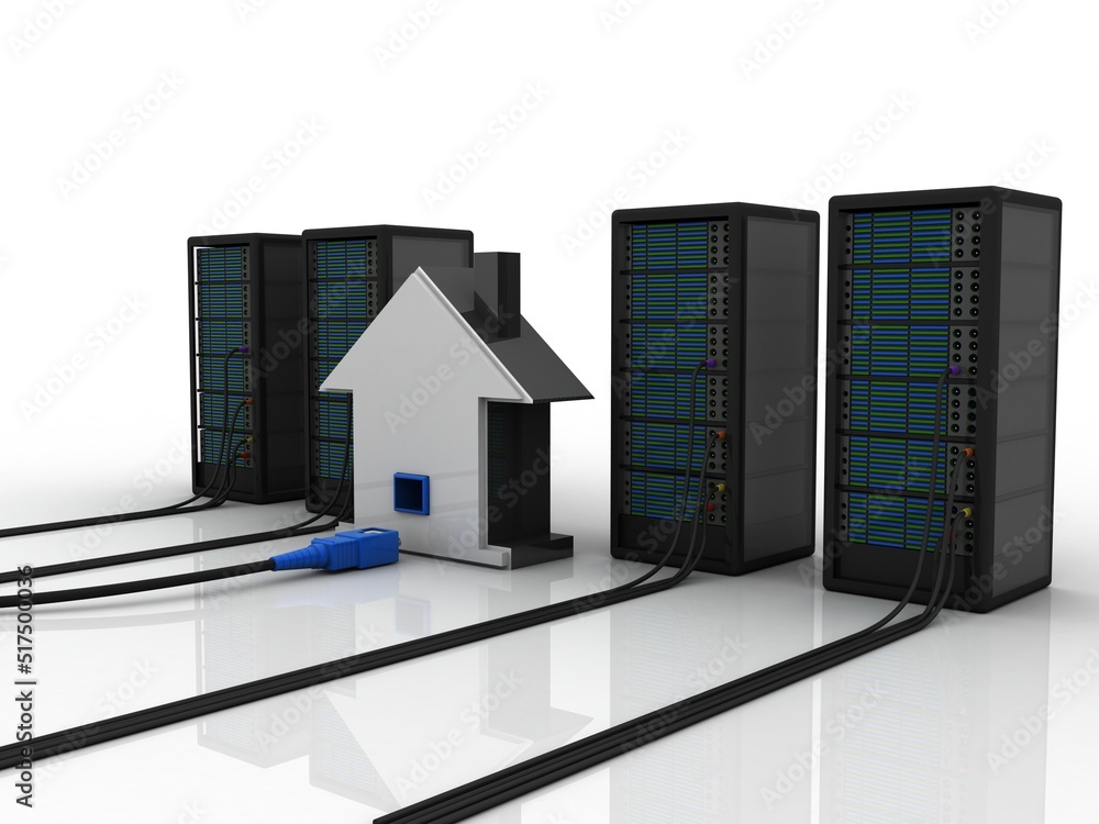Poster 3d rendering network connection, internet communication and computer technology concept, closeup vie