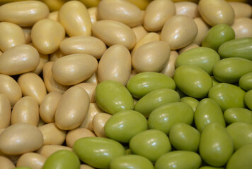various and colorful candies close up