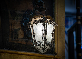the lantern in a dark room