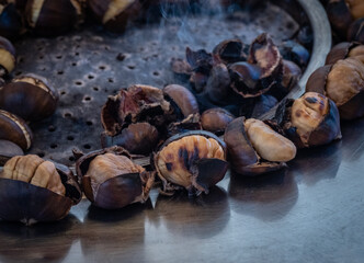 heap of the roasted chestnuts