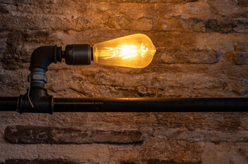 the lamp in a dark room