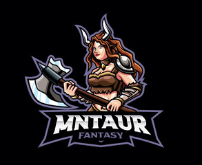 Minotaur mascot logo design. Female minotaur vector illustration. Logo illustration for mascot or symbol and identity, emblem sports or e-sports gaming team