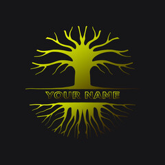 Tree logo vector illustration, golden tree, editable, EPS 10