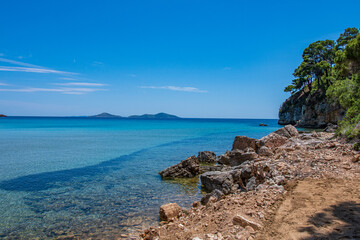 Beautiful Summer scenery at Chrisi Milia beach in Alonissos island, Greece