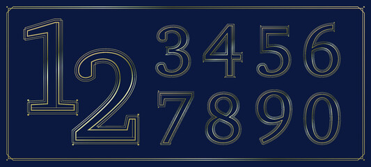 Luxury vintage golden alphabet number set