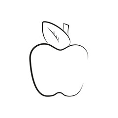 Apple icon isolated in line art style background on white background. Vector illustration.