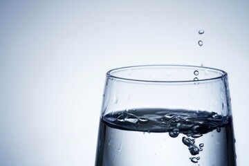 Close-up shot of pouring water into a glass