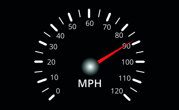 Car speedometer. Auto Dashboard with speed meter, tachometer and odometer. Icons isolated on black background. Vector Illustration.