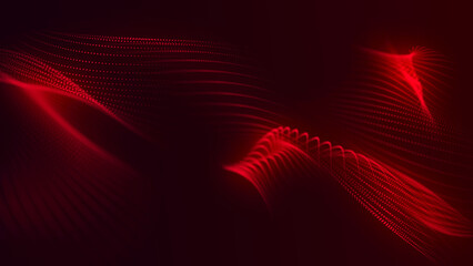 Futuristic particle wave. Abstract technology background. Big data visualization. 3D rendering.