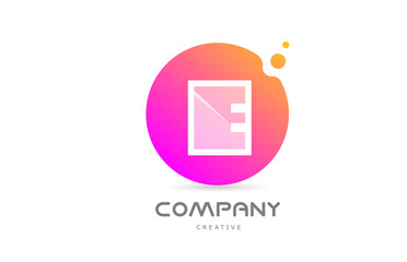 pink yellow dots E alphabet letter logo icon with transparency. Creative template for company