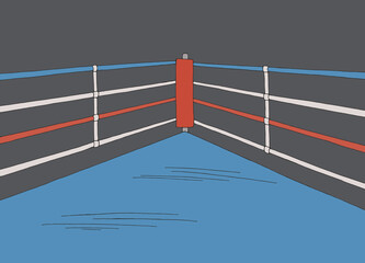 Boxing ring sport corner graphic color sketch illustration vector 