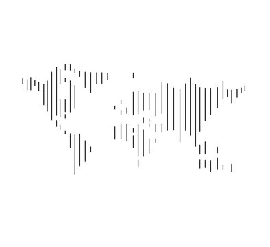 Vector isolated parallel line stripes world map graphic drawing