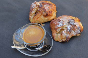 colazione con caffè e bdolci, breakfast with coffee and sweets