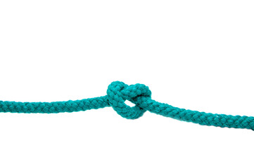 Knot on a cord isolated on a white background .