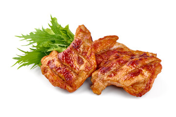 Roasted Buffalo chicken, barbecue dishes, isolated on white background.