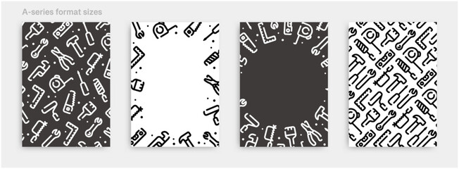 Tool icon pattern background for graphic design.A-size vertical vector template set.