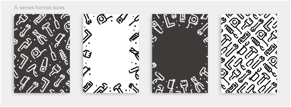 Tool icon pattern background for graphic design.A-size vertical vector template set.
