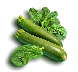 Group of Zucchini and spinach leaves