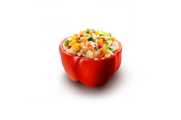 Fototapeta na wymiar Red pepper stuffed with rice and vegetables