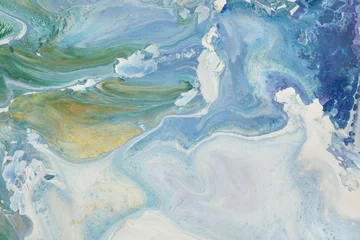 Rolgordijnen Art Abstract pour flow acrylic and watercolor marble blot painting. Color wave texture background. © Liliia