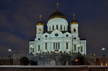 Moscow. Russia. December 21, 2020. The Cathedral of Christ the Savior is both a monument to the fallen in the Patriotic War of 1812, and people's gratitude to God for protecting Russia.