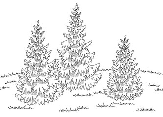 Forest glade graphic black white landscape sketch illustration vector 