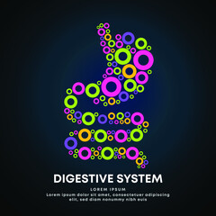 Human digestive system medical structure. Vector logo digestive system color silhouette on a dark background. EPS 10