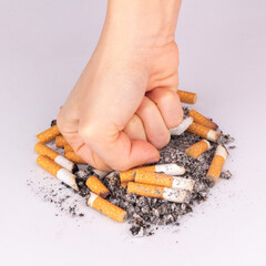 hand cigarette white stop pile