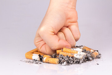 hand cigarette white stop pile