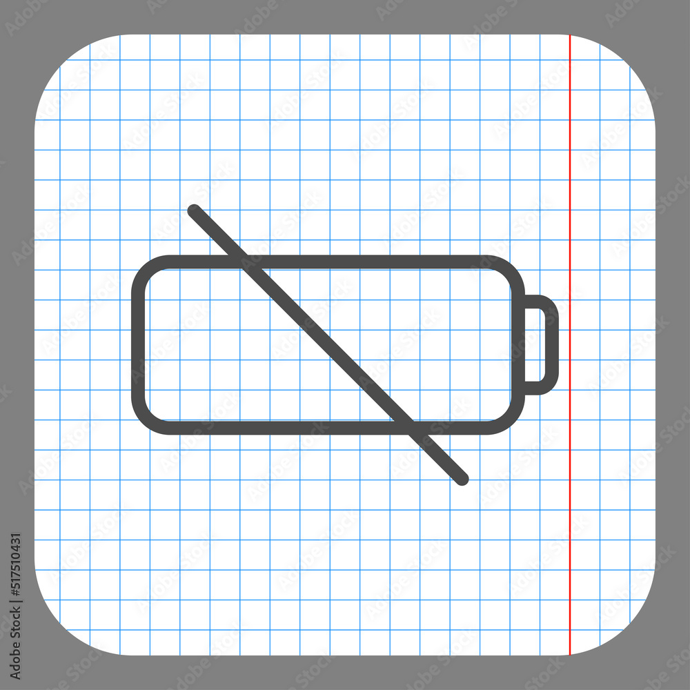 Poster battery simple icon vector. flat design. on graph paper. grey background.ai