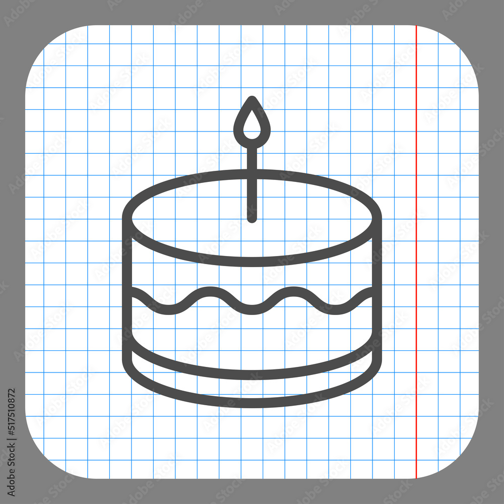 Aufkleber cake simple icon vector. flat design. on graph paper. grey background.ai