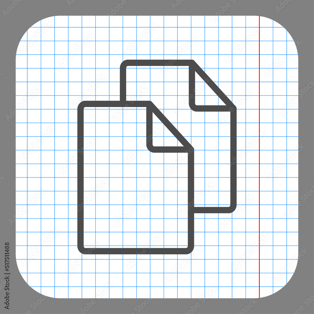 Aufkleber copy, document simple icon vector. flat design. on graph paper. grey background.ai