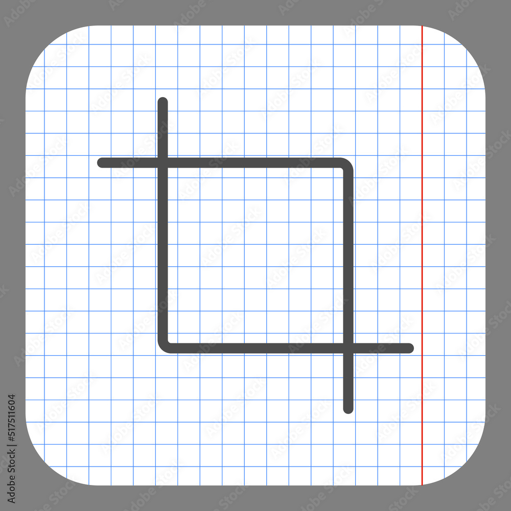 Poster crop tool simple icon vector. flat design. on graph paper. grey background.ai