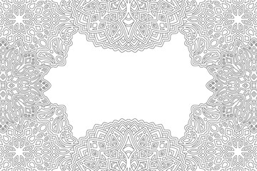 Line art for coloring book with ornate border