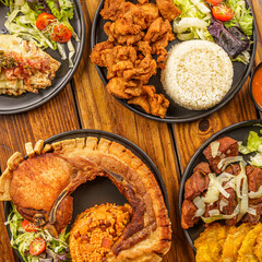 Puerto Rican Food Cuisine Flat Lay