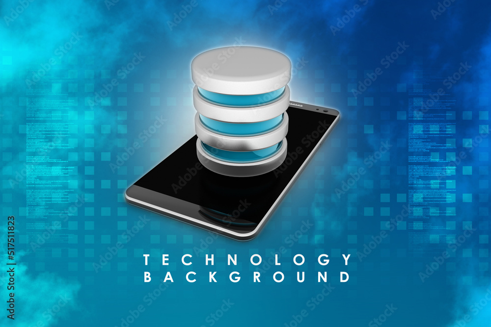 Poster 3d rendering database storage data base on mobile