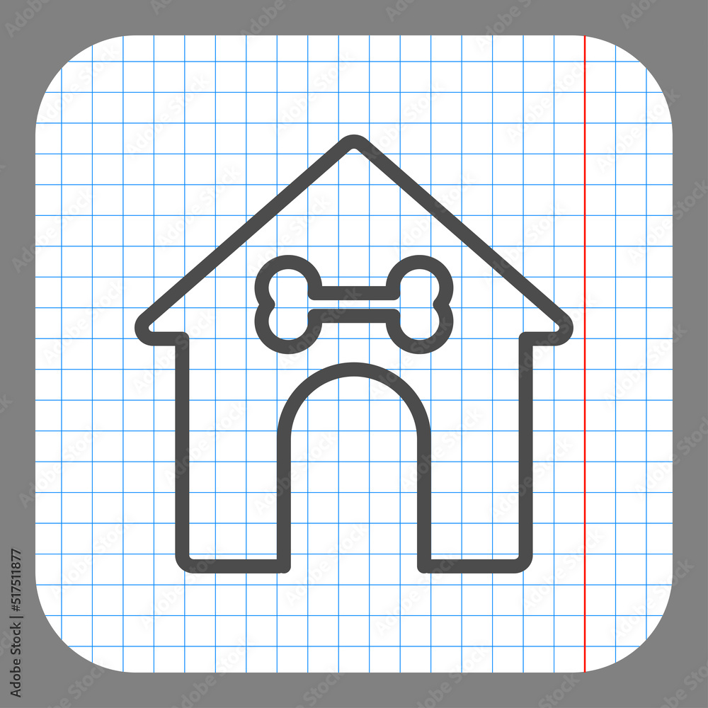 Poster doghouse simple icon vector. flat design. on graph paper. grey background.ai
