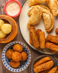Fried Puerto Rican Fritters Empanadillas, Croquetas, Alcapurria