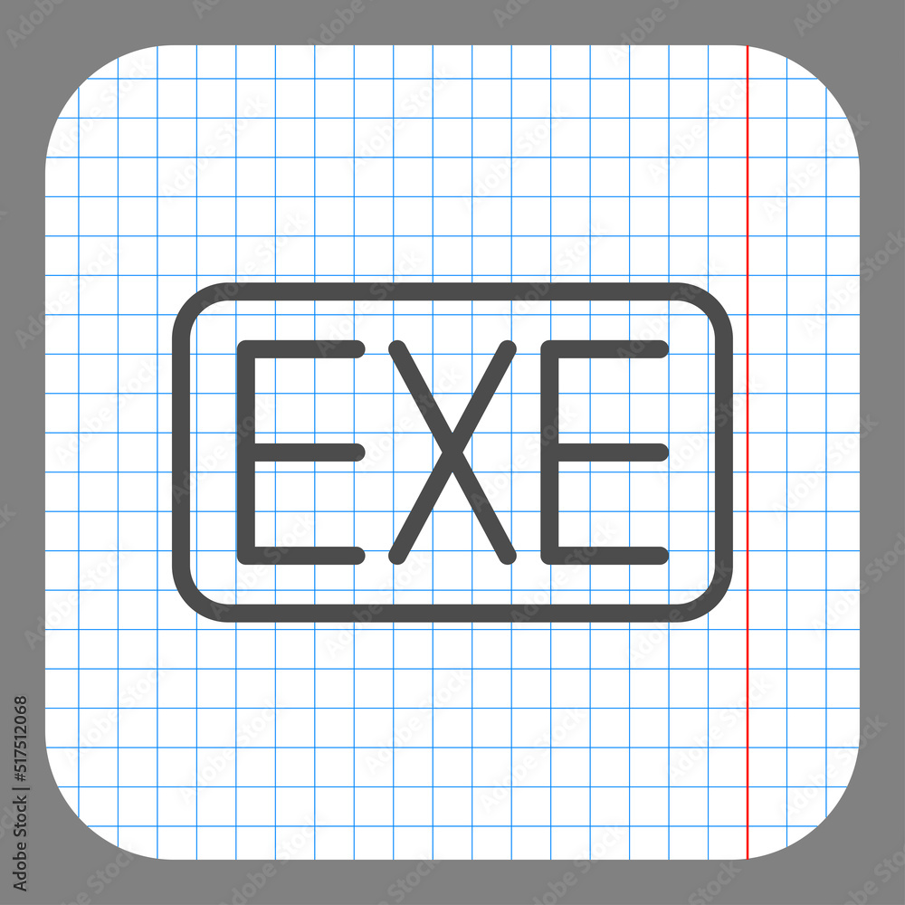 Poster exe simple icon vector. flat design. on graph paper. grey background.ai