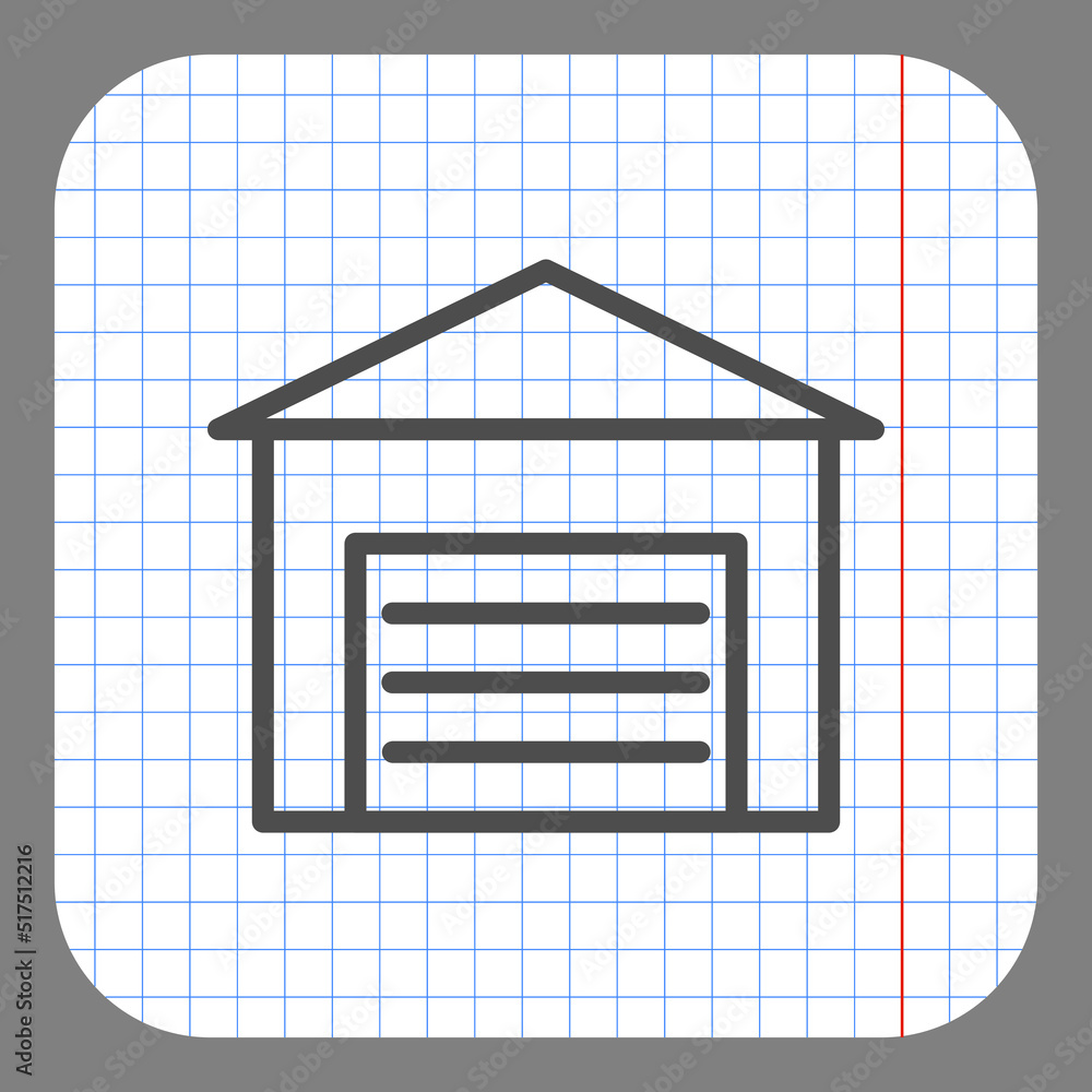 Poster garage simple icon vector. flat design. on graph paper. grey background.ai